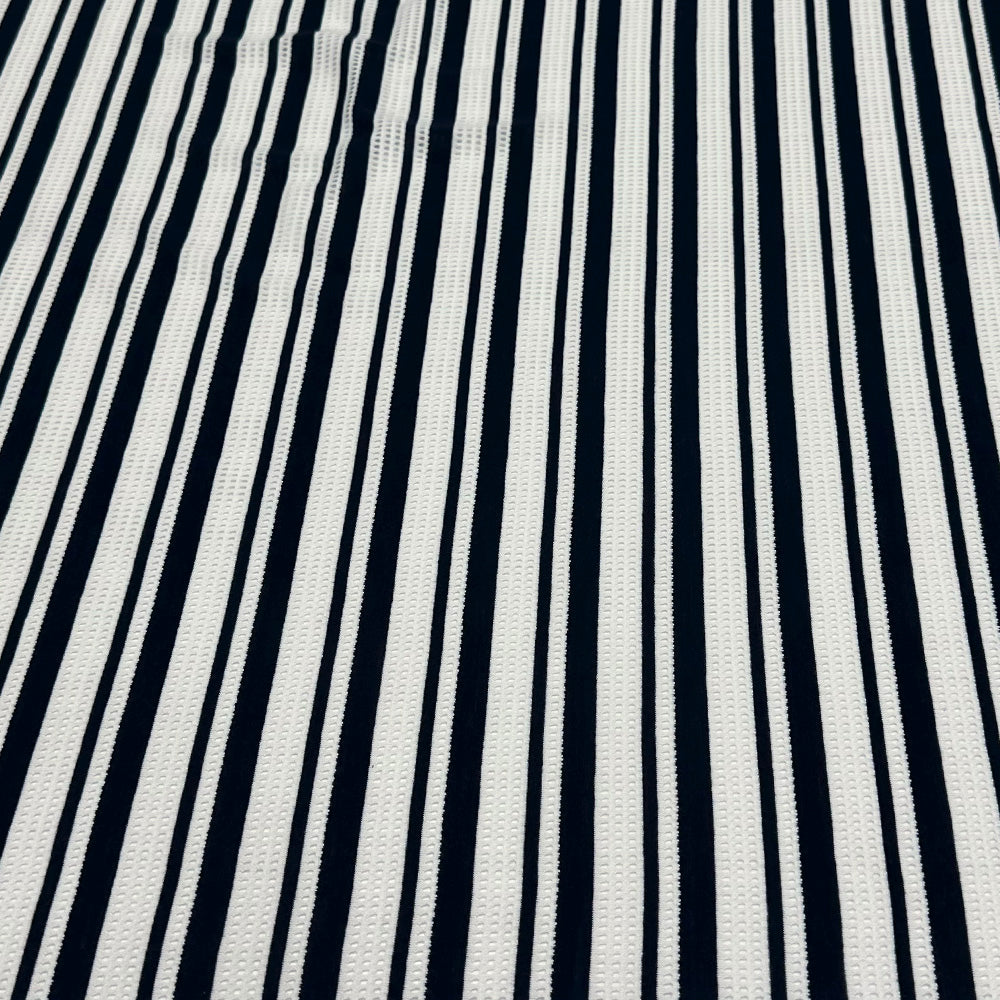 Tissu Maille Ajouré Jersey, Coton - Rayé, Brescia