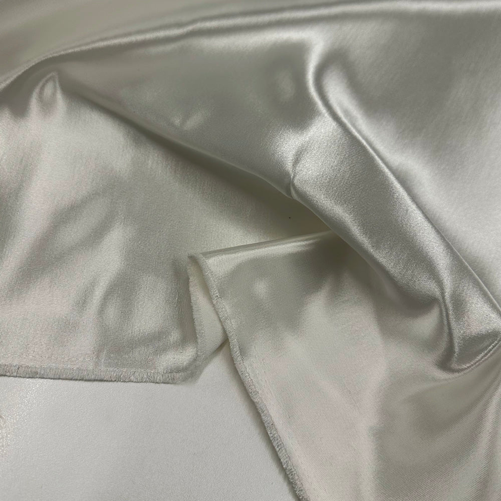 Tissu Satin Cuir, Soie - Blanc, Candora