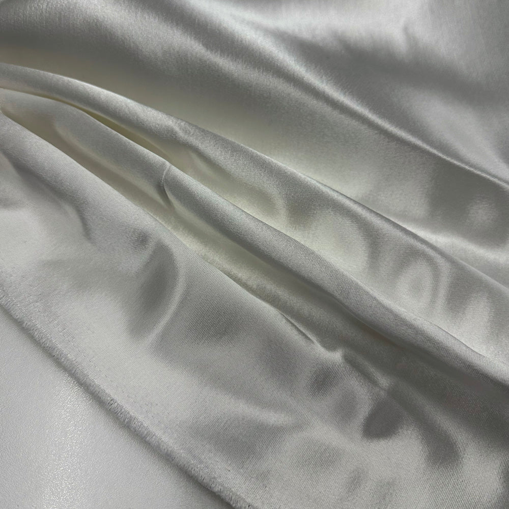 Tissu Satin Cuir, Soie - Blanc, Candora