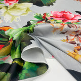 Tissu Satin razmir, polyester - Floral, Viviana