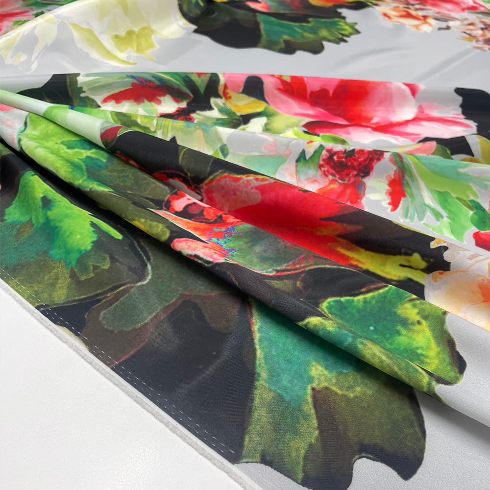Tissu Satin razmir, polyester - Floral, Viviana