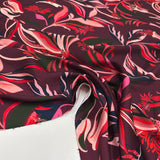 Tissu Satin, Polyester - Floral, Barbera