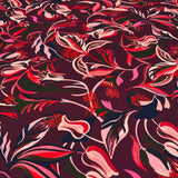Tissu Satin, Polyester - Floral, Barbera