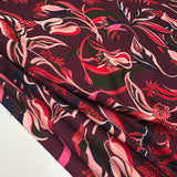Tissu Satin, Polyester - Floral, Barbera