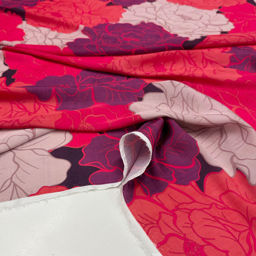 Tissu Satin, Polyester - Floral, Florivia