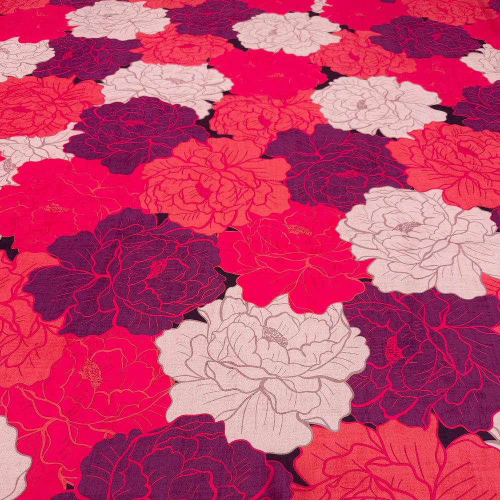 Tissu Satin, Polyester - Floral, Florivia