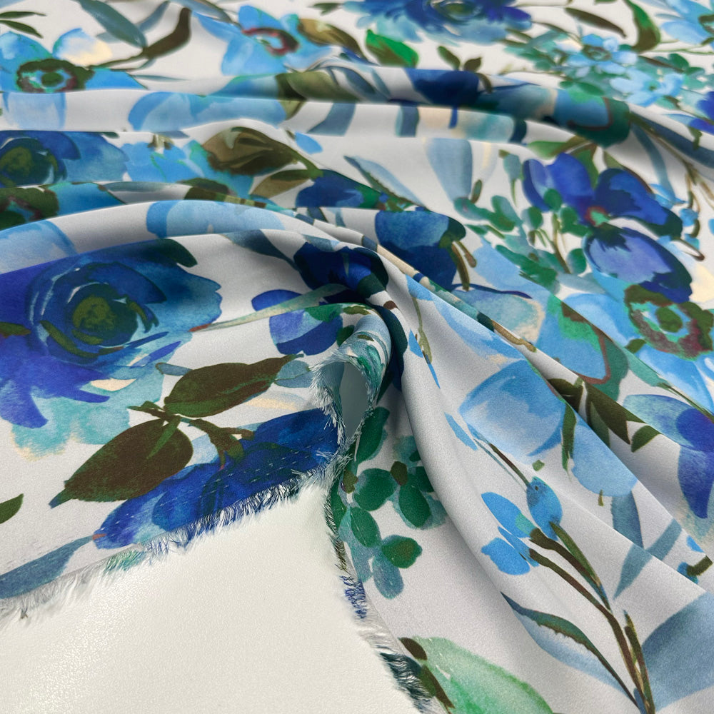 Tissu Satin, Polyester - Floral, Lillonia