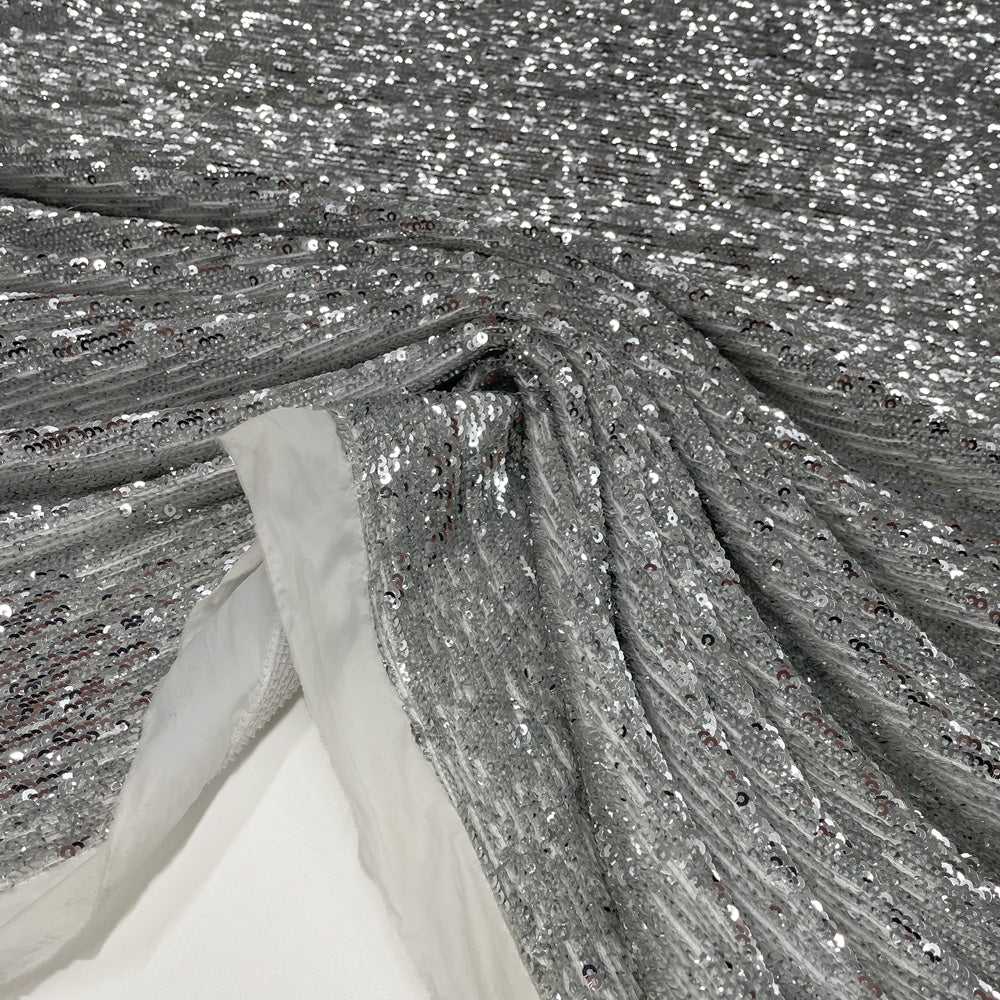 Tissu Satin Brodé, Paillettes - Gris, Marilyn