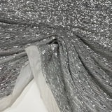 Tissu Satin Brodé, Paillettes - Gris, Marilyn