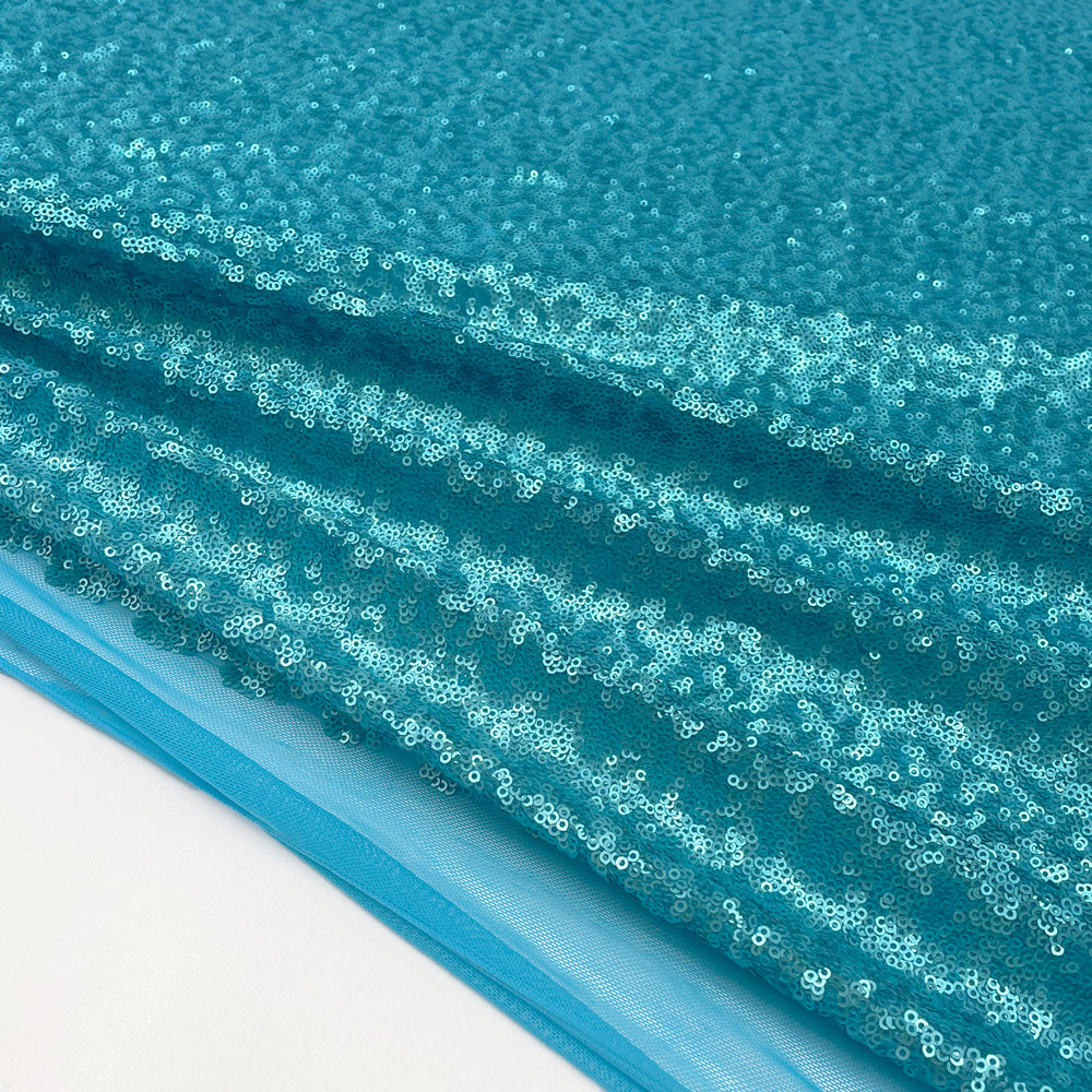 Tissu Tulle Brodé, Paillettes - Bleu, Vera