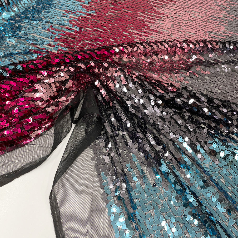 Tissu Tulle Brodé, Paillettes - Dégradé, Aretha