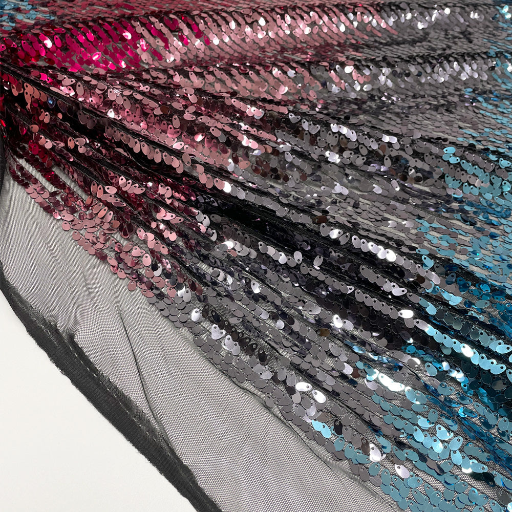 Tissu Tulle Brodé, Paillettes - Dégradé, Aretha