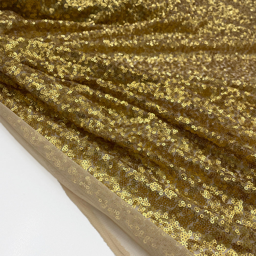 Tissu Tulle Brodé, Paillettes - Doré, Maria