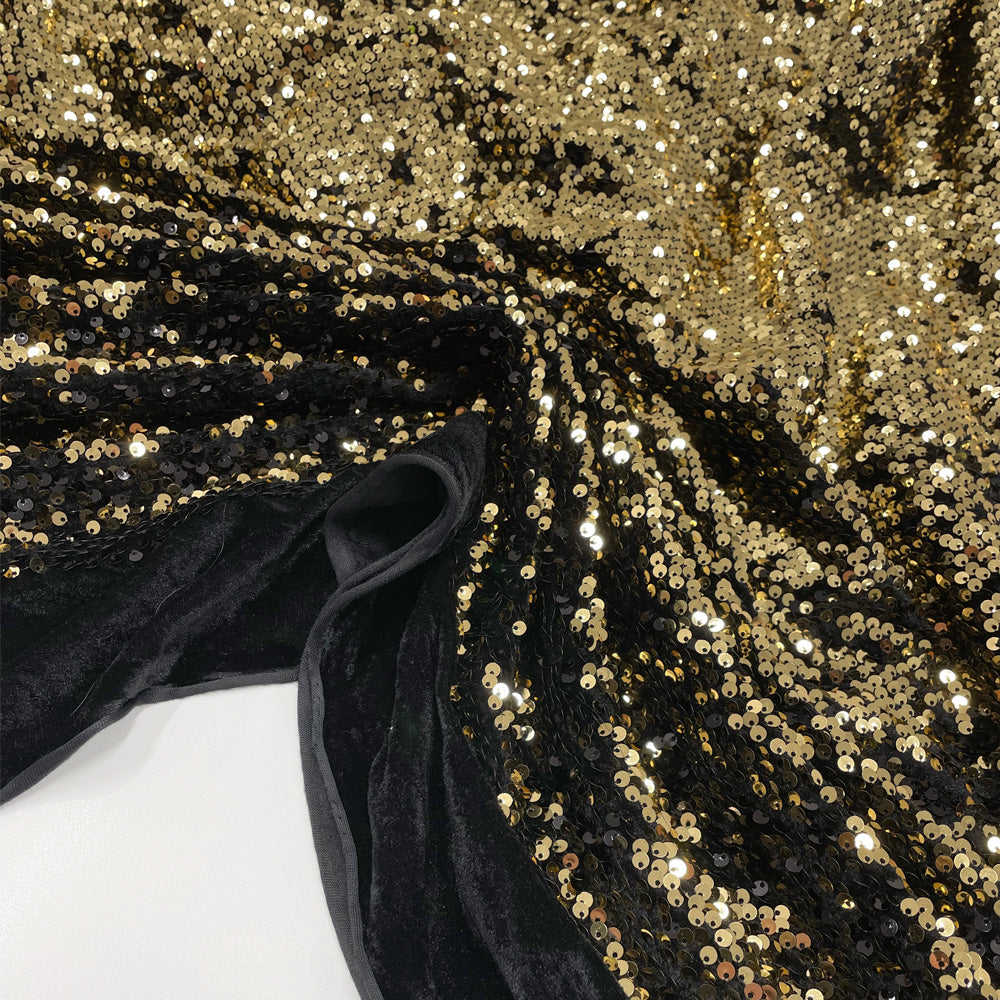 Tissu Velours Brodé, Paillettes - Overlap 2 coloris, Tina