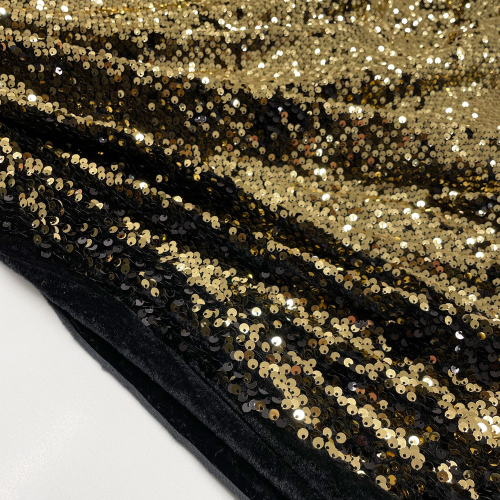 Tissu Velours Brodé, Paillettes - Overlap 2 coloris, Tina