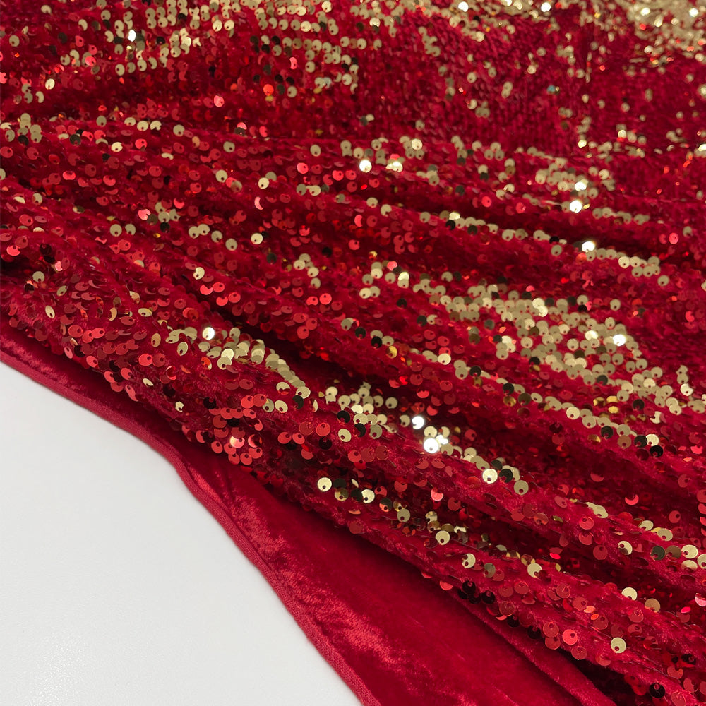 Tissu Velours Brodé, Paillettes - Overlap 2 coloris, Tina