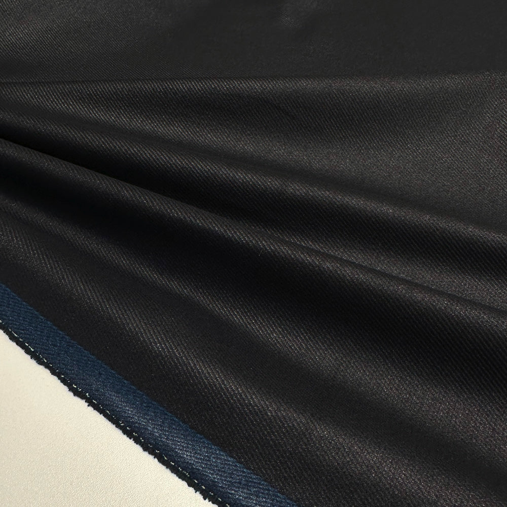 Tissu Sergé Gabardine, Laine - Enduit Noir, Avellino