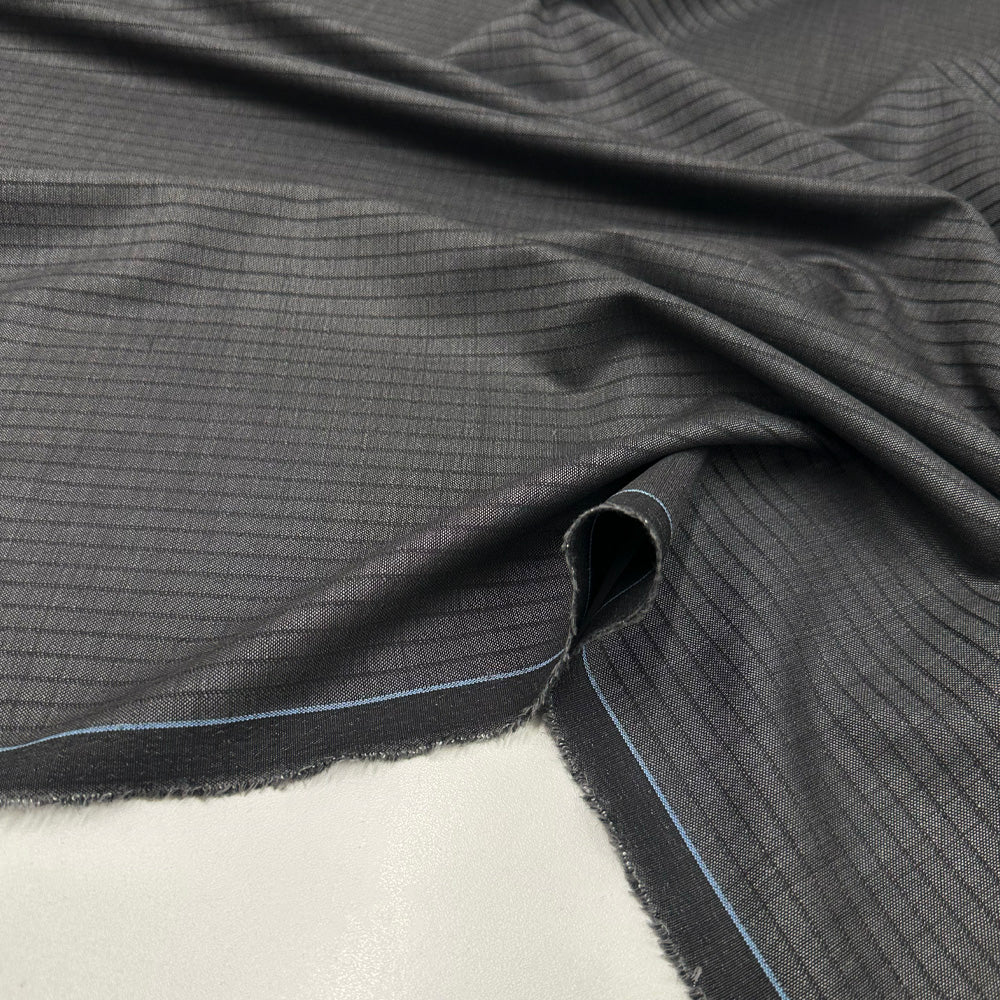 Tissu Tailleur, Laine Vierge - Rayé Gris, Grezzo