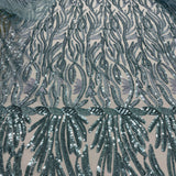 Tissu Tulle Brodé, Paillettes - Bleu, Eriso