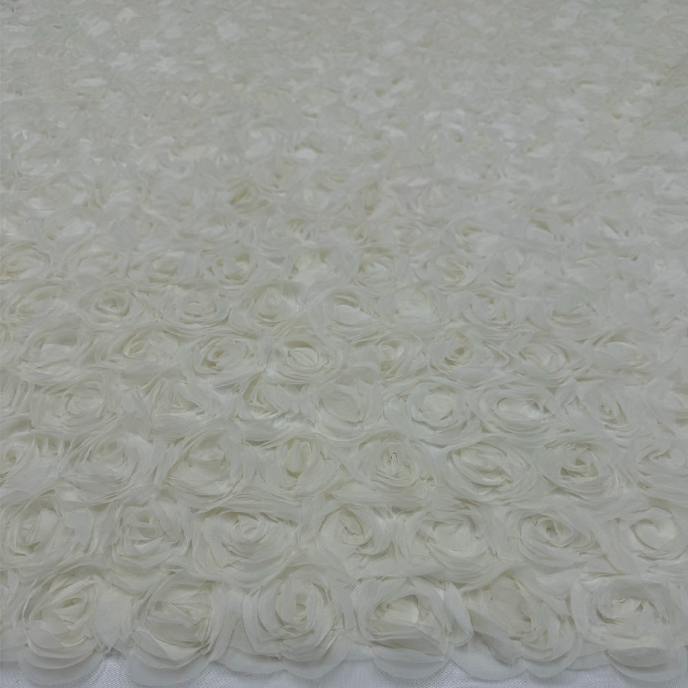 Tissu Tulle Brodé - Floral Écru, Pesaro