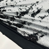 Tissu Lycra Brodé, Stretch Paillettes - Overlap Noir, Brillio
