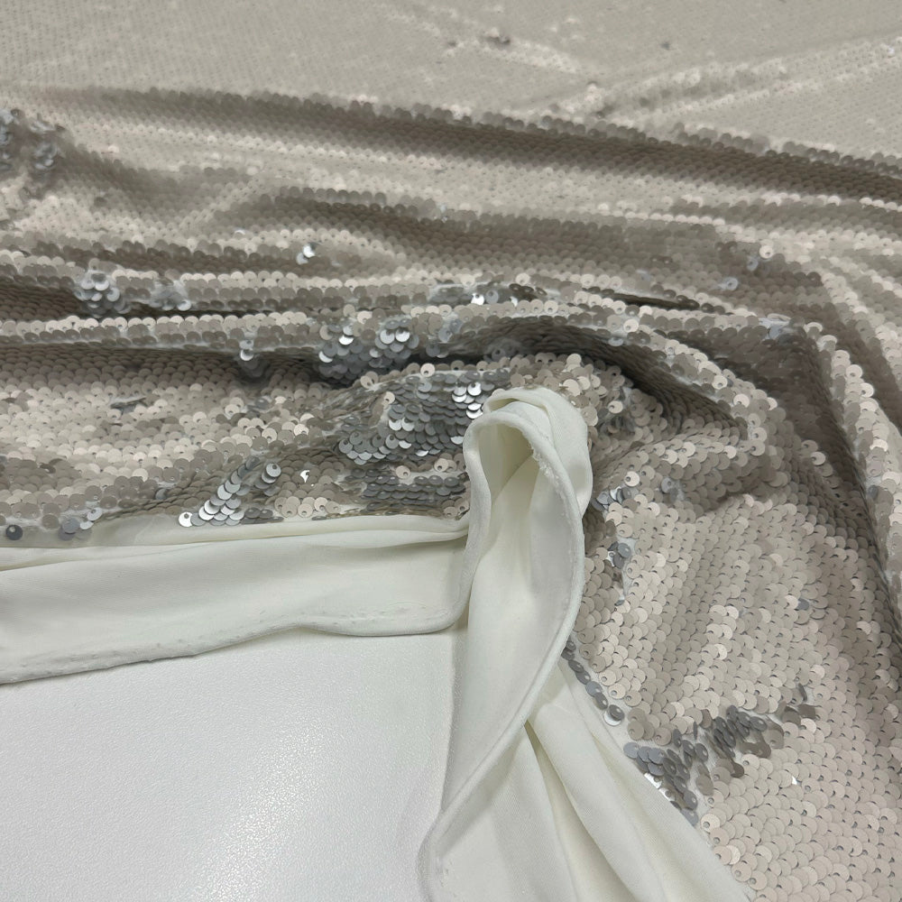 Tissu Lycra Brodé, Stretch Paillettes - Overlap Noir, Brillio