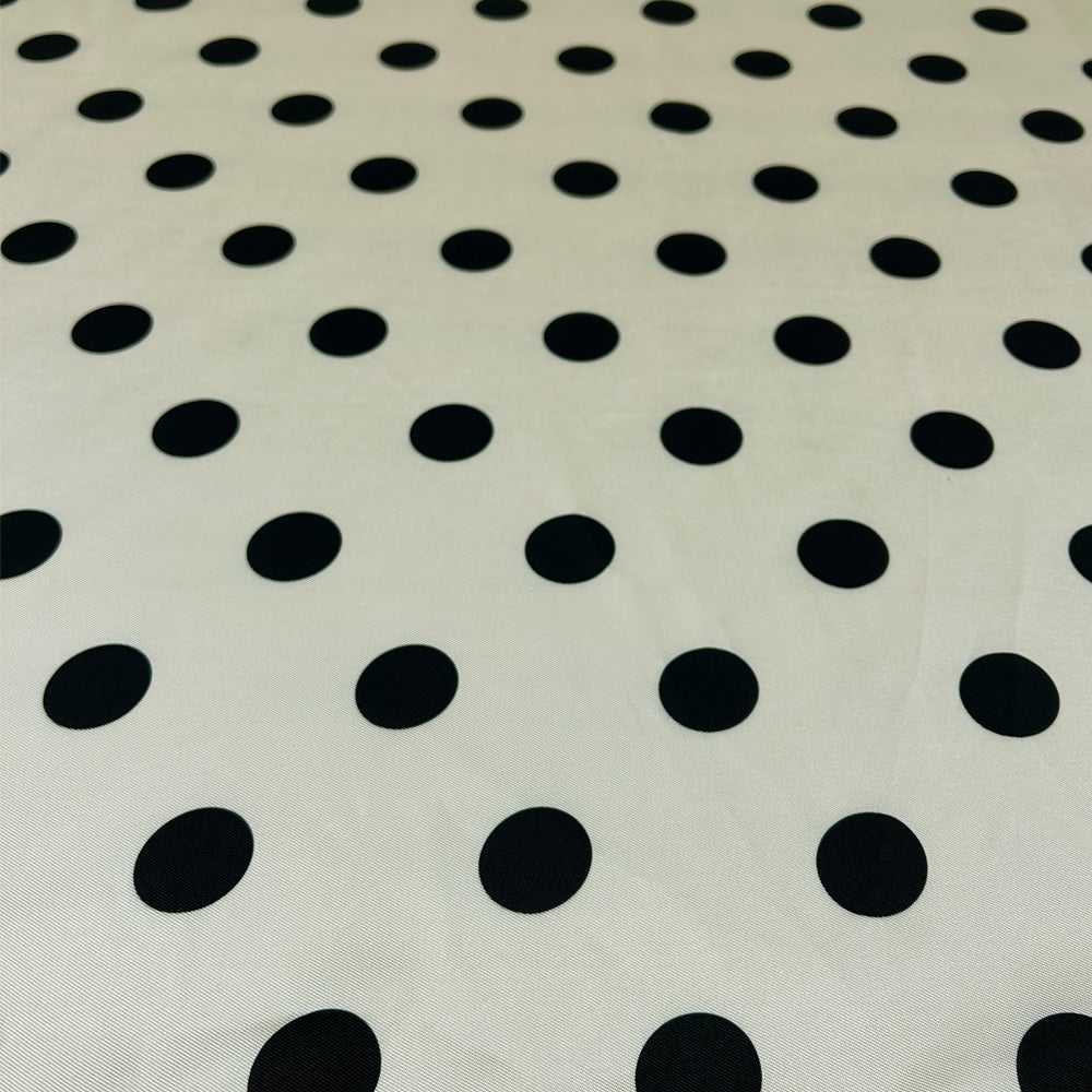 Tissu Twill, Polyester - Pois noir, Alfredo