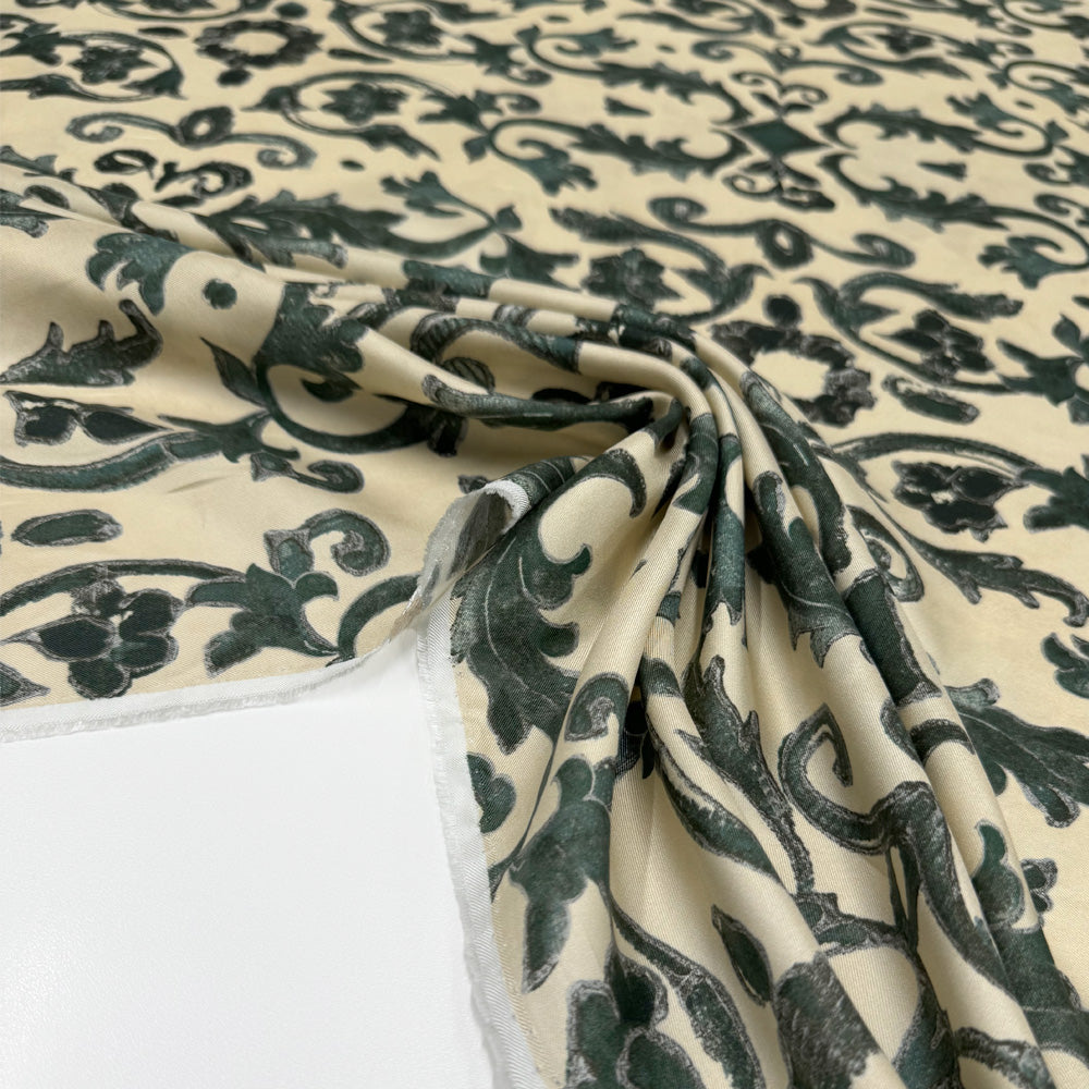 Tissu Imprimé Cachemire Bleu Pashmina Soie 104x216cm Oriental
