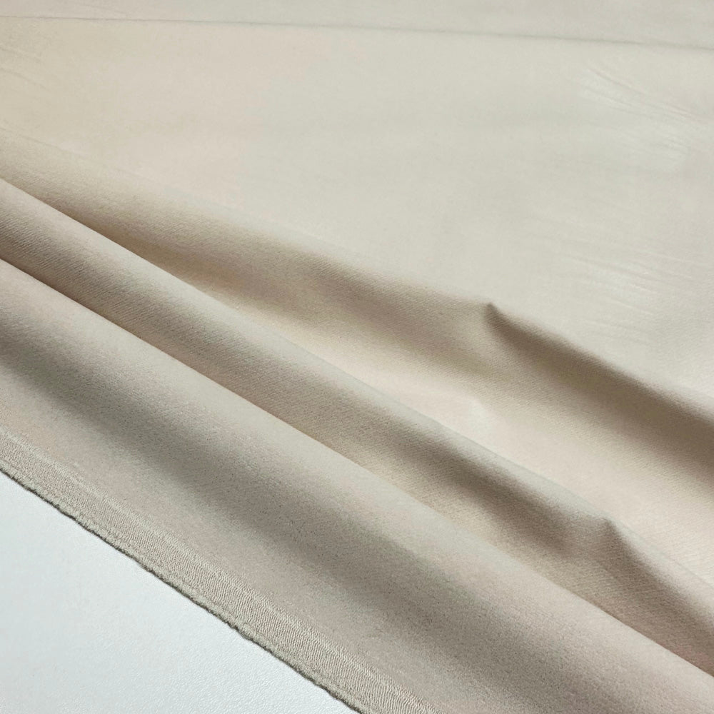Tissu Velours Stretch Lisse, Coton - Creme, Avorio