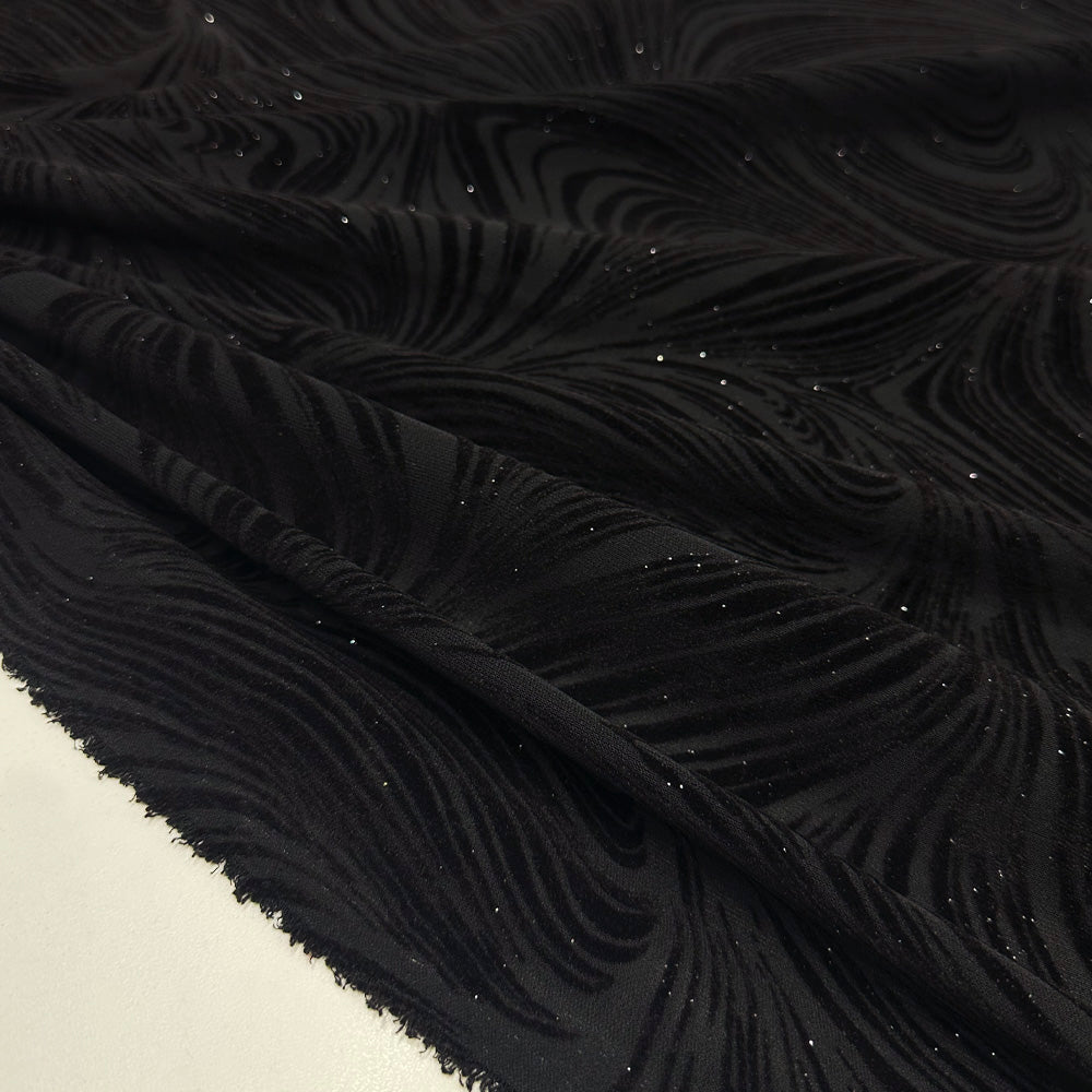 Tissu Floqué Velours - Métallisé Abstrait, Velistra