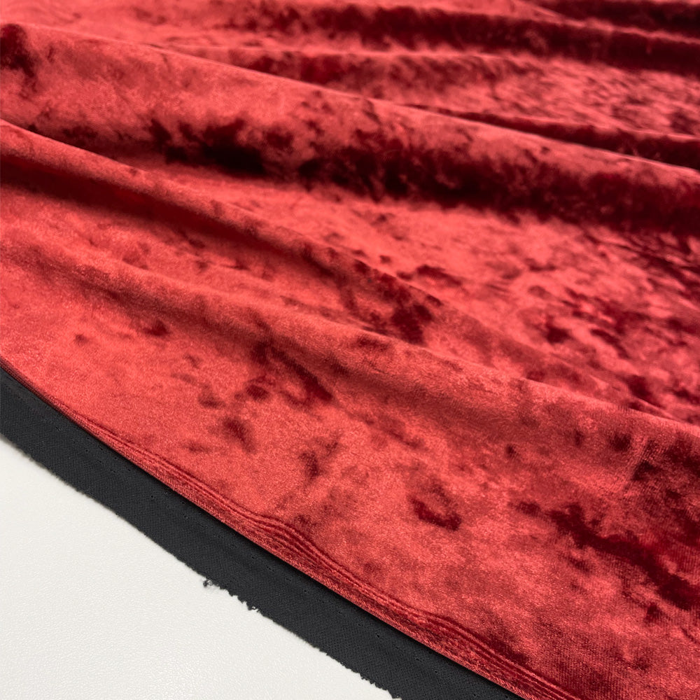 Tissu Velours Frappé Stretch - Rouge, Fuoco
