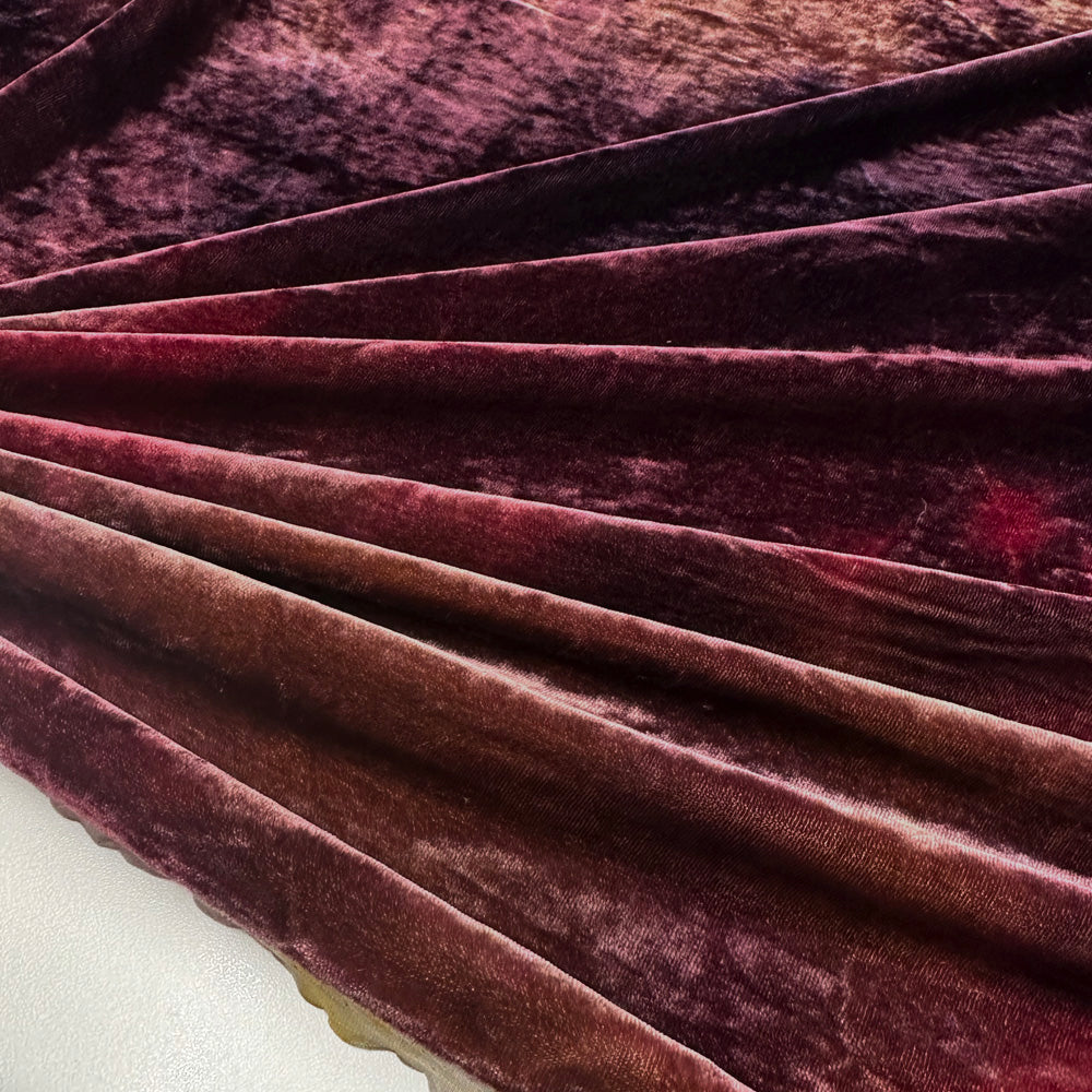 Tissu Velours, Soie - Tie and Dye Bodeaux, Desio