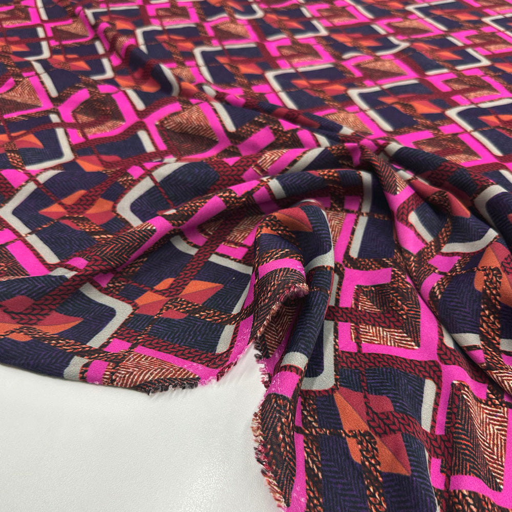 Tissu Crepe Satin, Viscose - Géométrique, Isoria