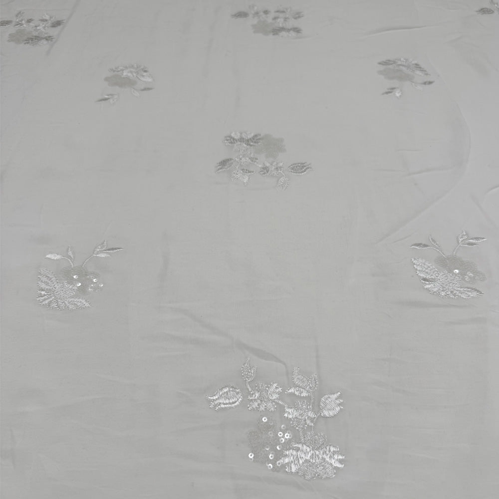 Tissu brodé, Paillettes Coton - Floral, Lumia