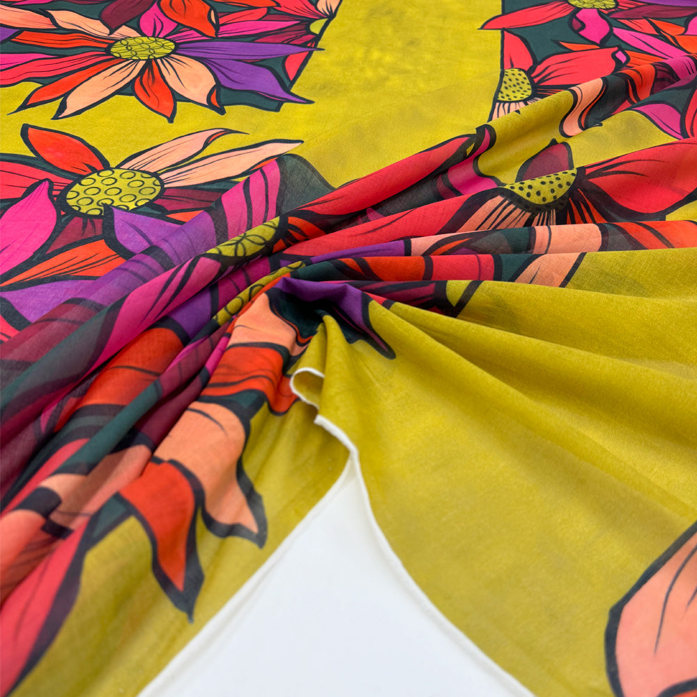 Tissu Voile, Coton - Floral, Tramonto