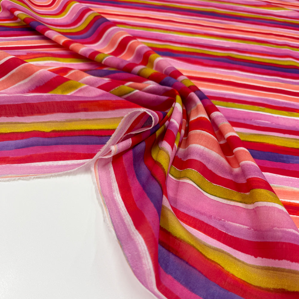 Tissu Batiste, Coton Soie - Rayé, Pistoia