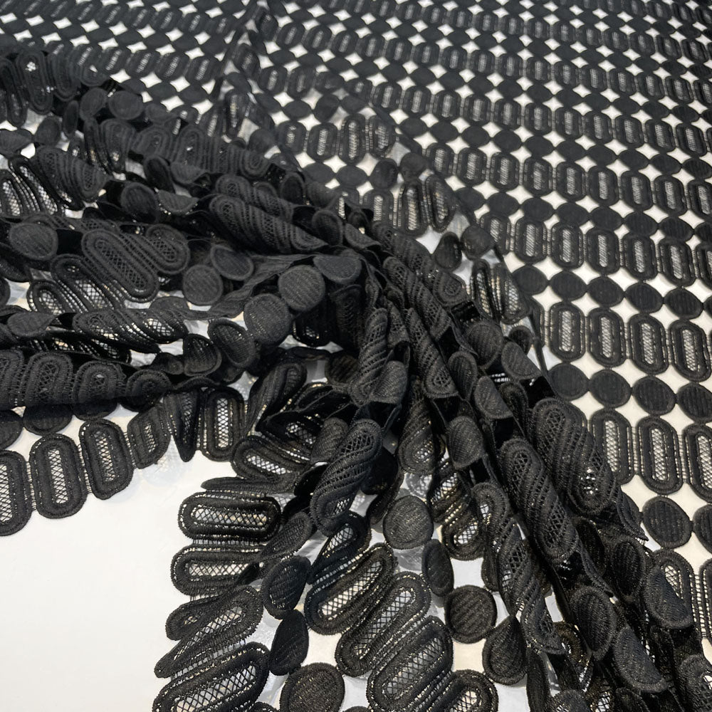 Guipure fabric - Black, Achille