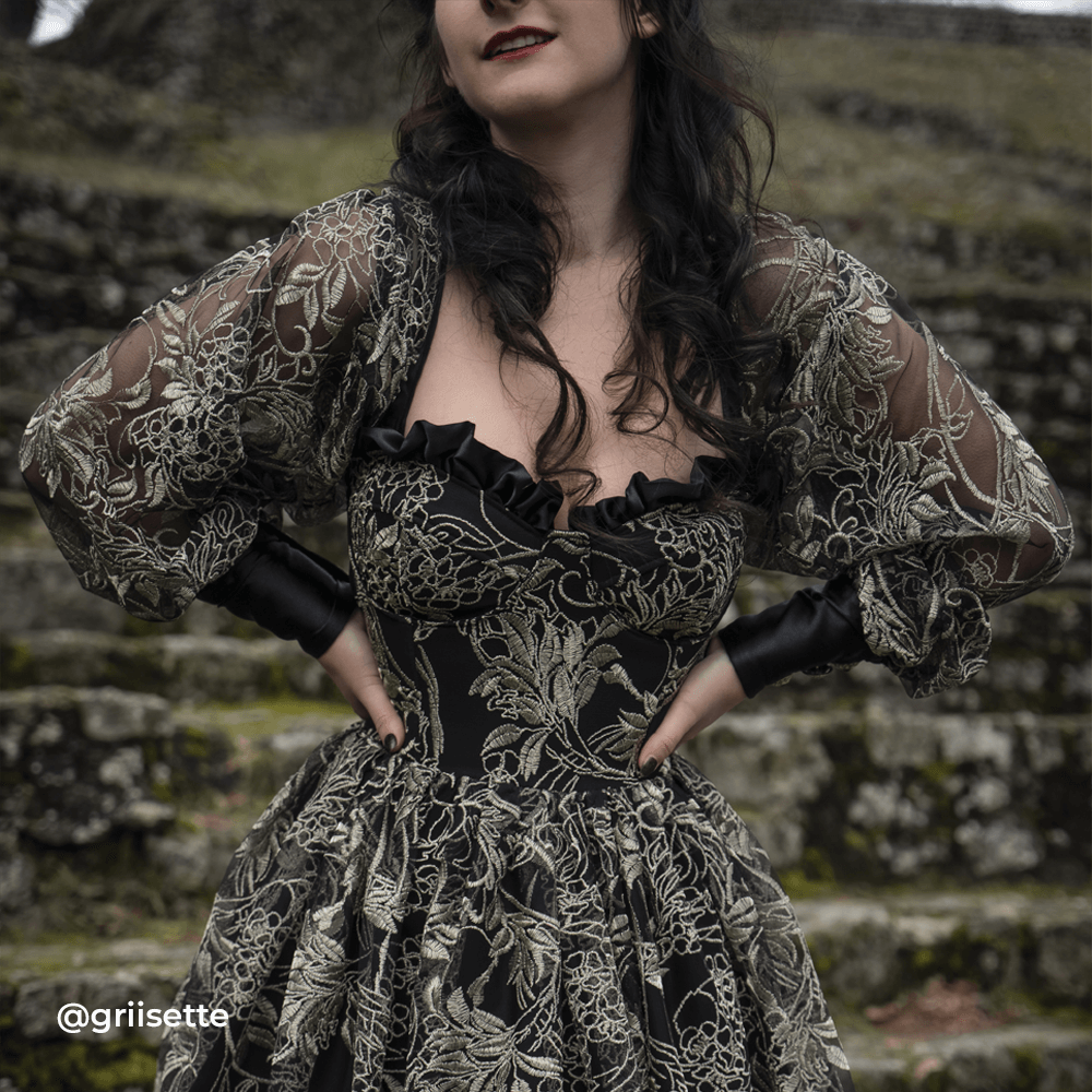 Tissu tulle brodé - Doré