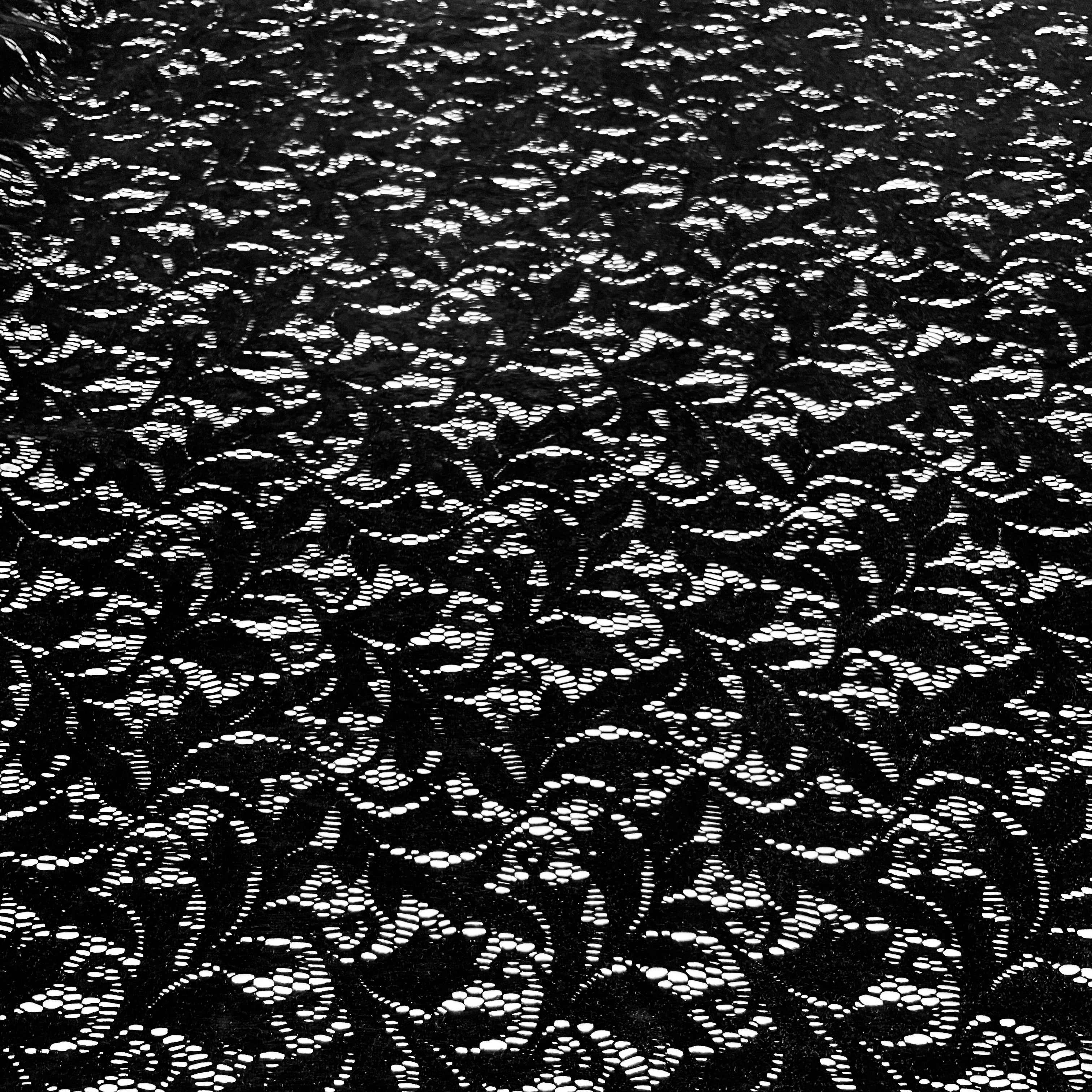 Guipure Velvet Fabric Black, to find now on en.tessuti.fr