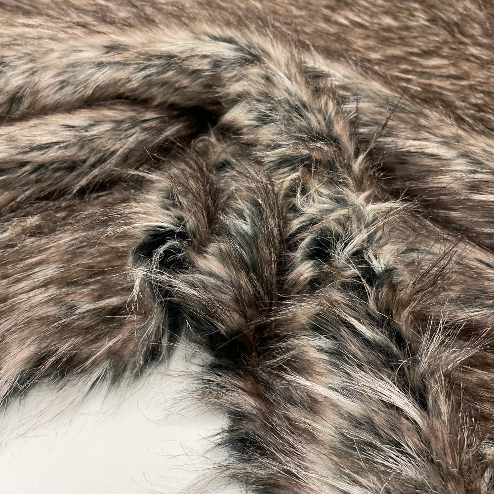 Eco fur, long pile - Brown speckled, Lupo