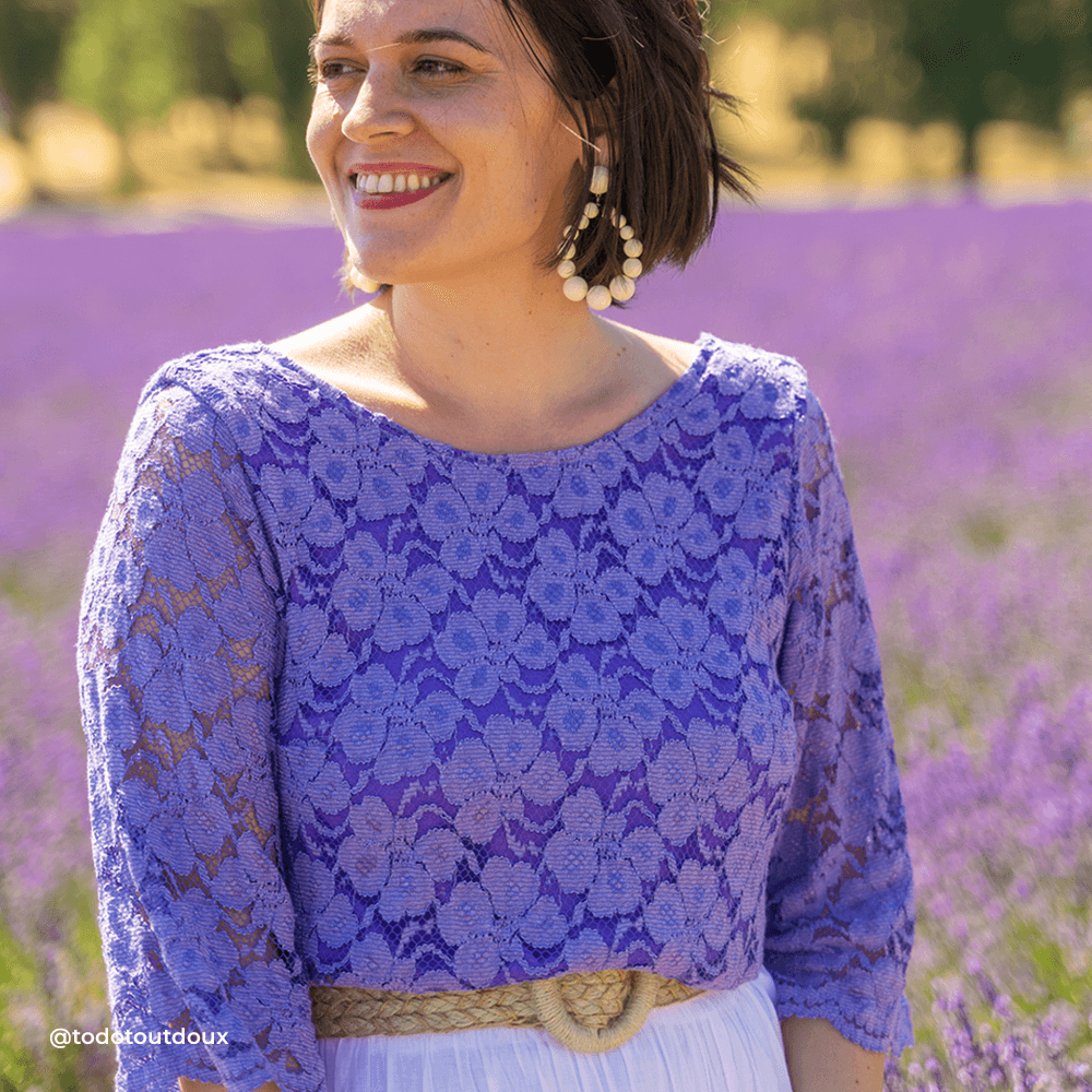 Lace fabric, viscose - Lavender, Giallo