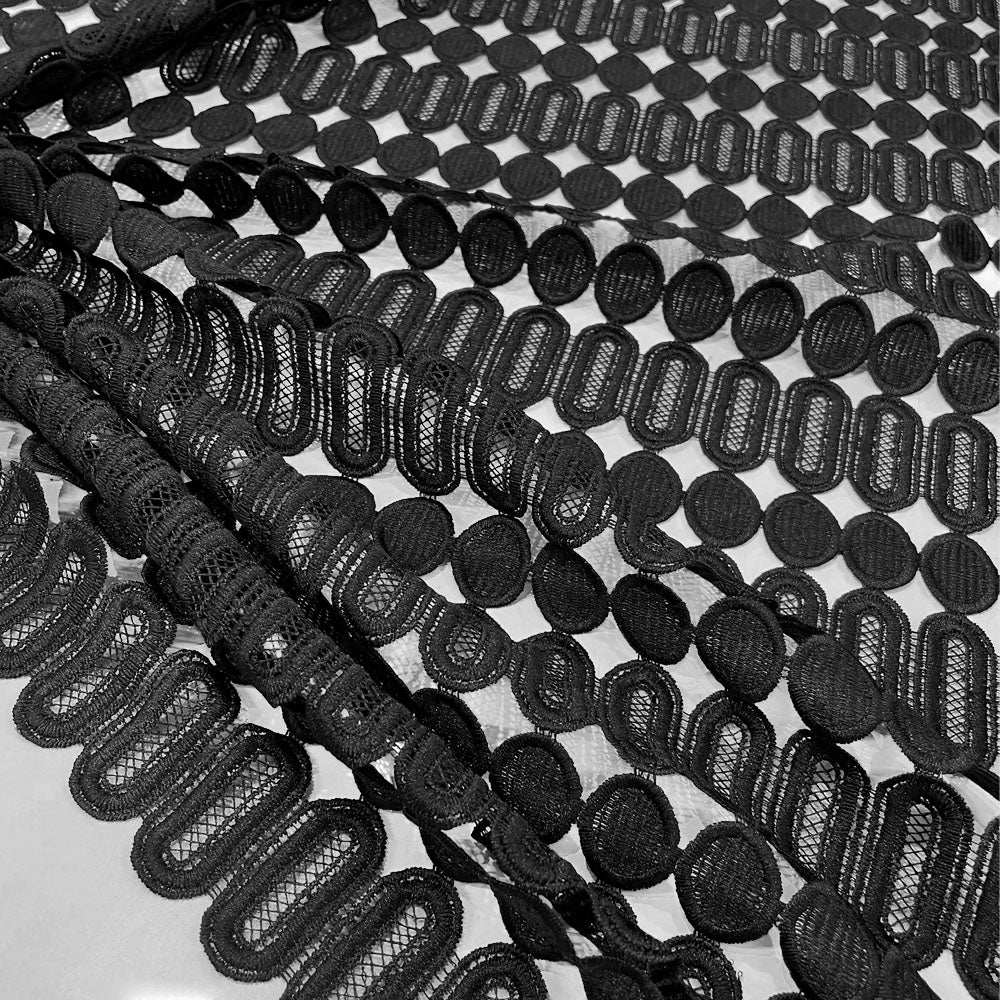Guipure fabric - Black, Achille