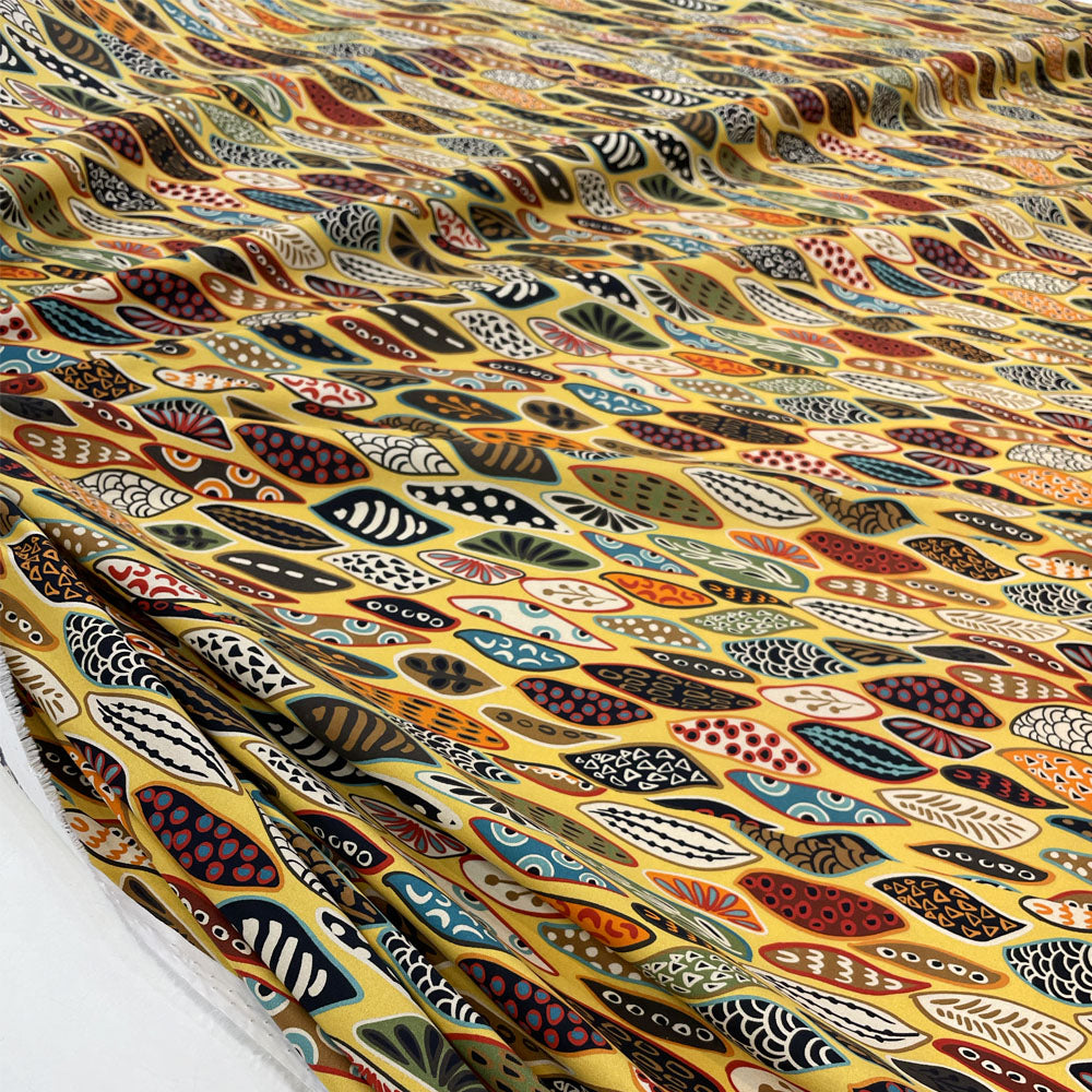 Tissu Popeline Stretch, Coton - Tropical, Imprimé Éthnique