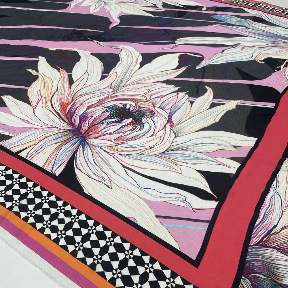 Carré charmeuse, soie - Floral, Salina