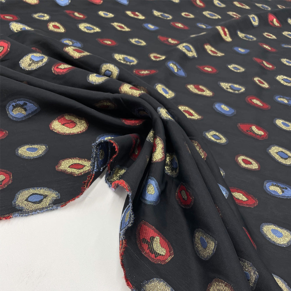 Tissu lancé découpé, viscose - Géométrique Pois, Concrete