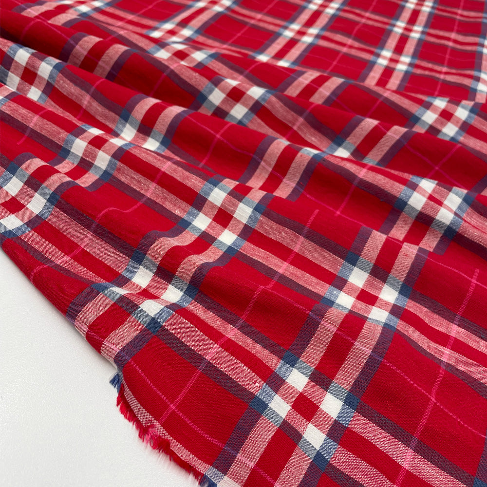 Tissu Stretch, Lin Viscose - Tartan, Abramo