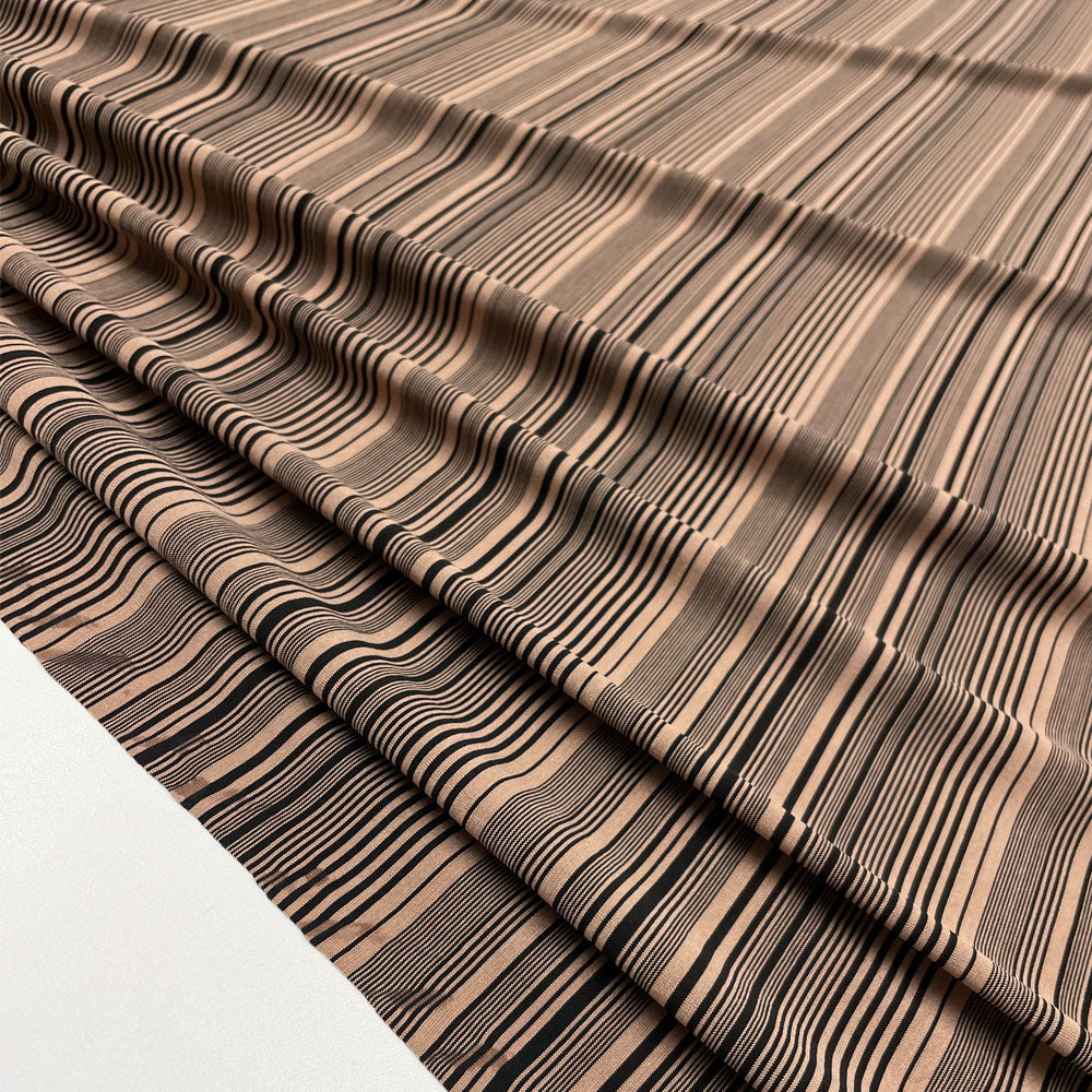 Tissu Maille Jersey - Rayé Marron, Beauregard