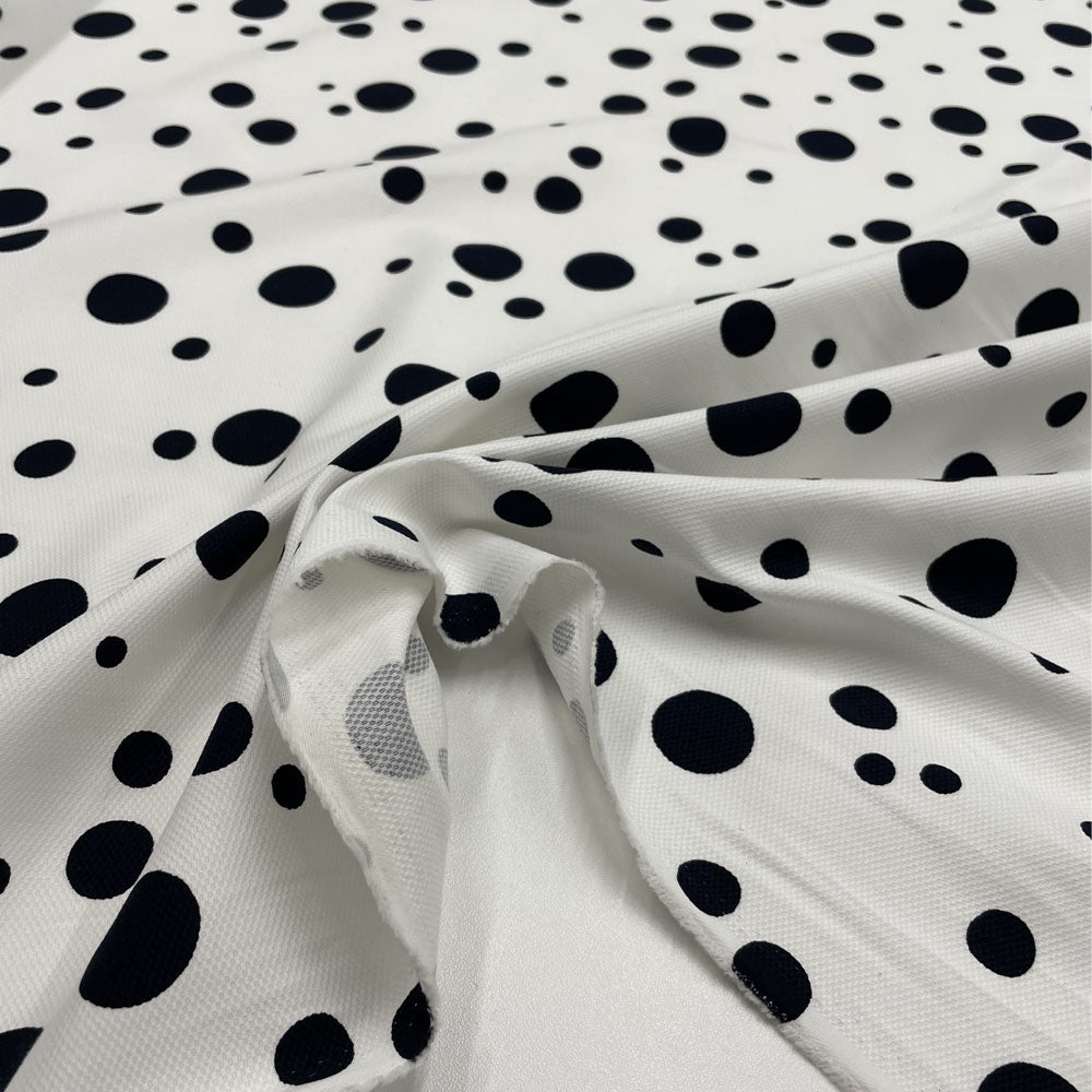 Piqué fabric, Cotton - Midnight blue dots, alesia