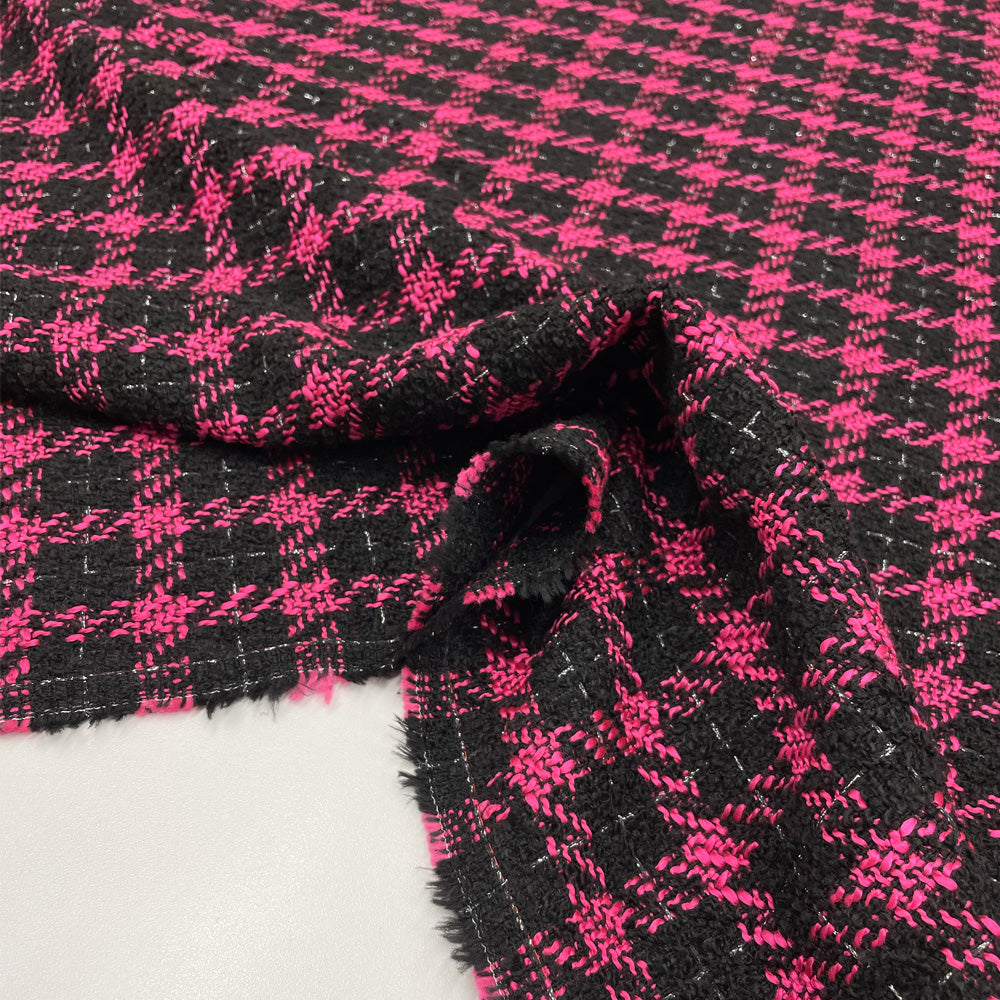 Tissu Tweed, Coton Viscose - Carreaux, Moderno