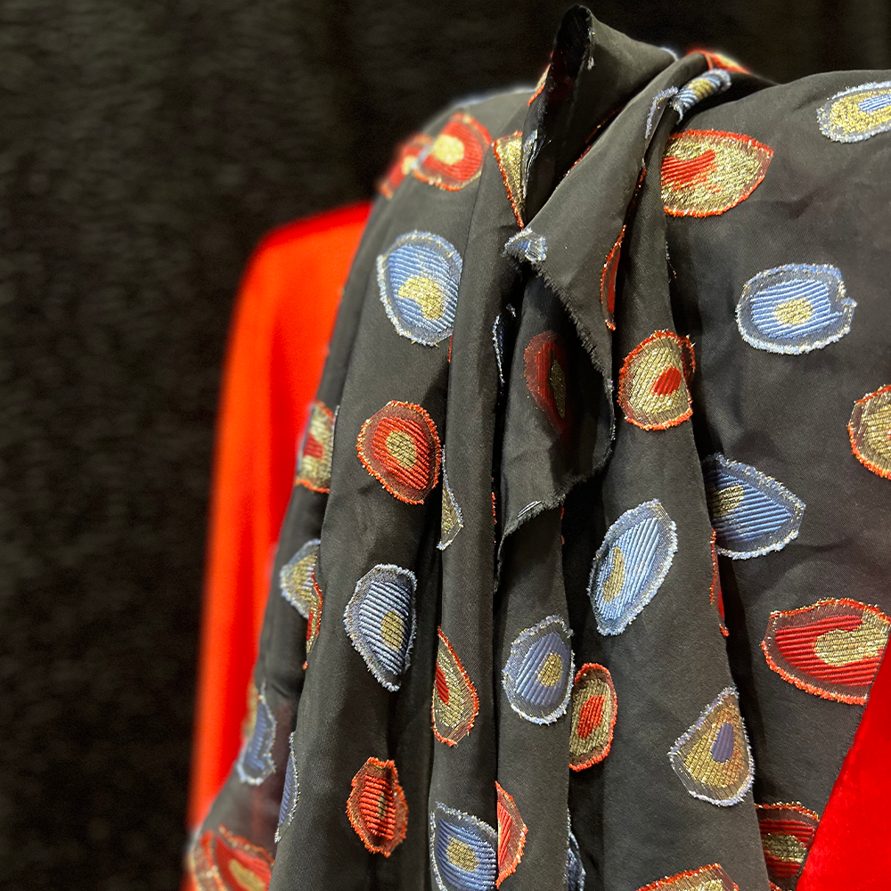 Tissu lancé découpé, viscose - Géométrique Pois, Concrete